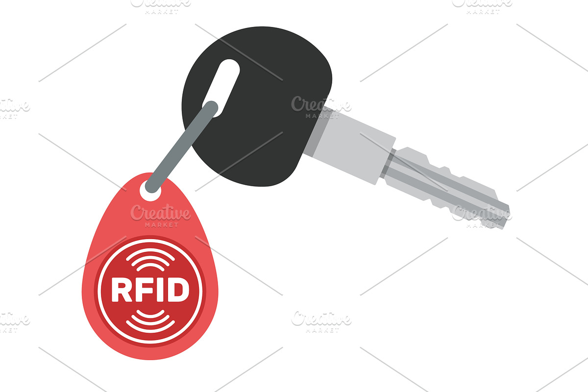 RFID tagged front door key. Latchkey, an Object Illustration by Vectorbuum