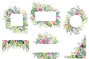 FLAMINGO & FLOWERS  tropical set, a Decorative Illustration by LenArt (Thumbnail 3 of 18)