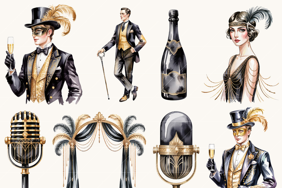 Masquerade Party Clipart Bundle, a Person Illustration by BusyDaydesign (Photo 4 of 9)