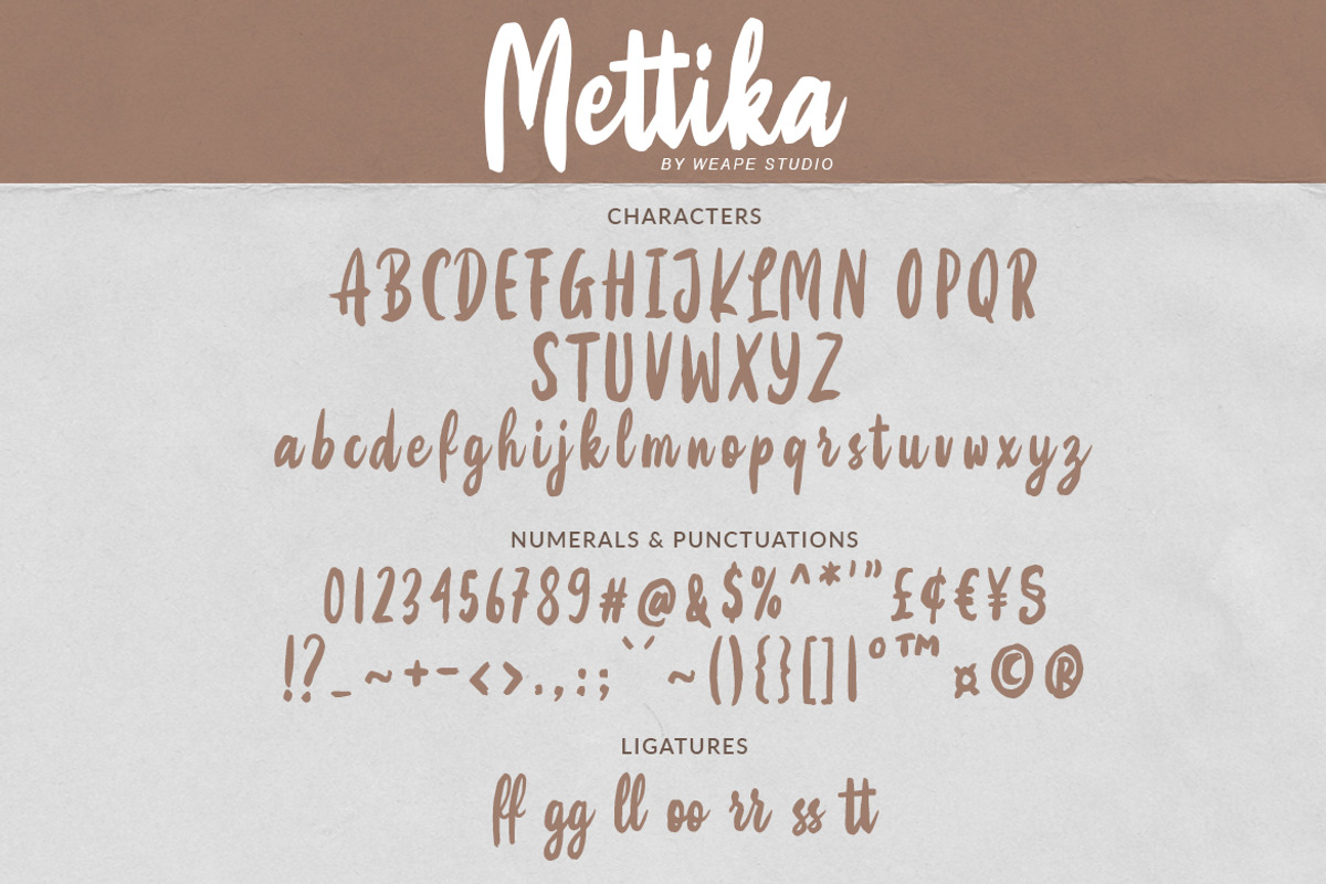 Mettika - Handbrush Font, a Script Font by Weape Studio (Photo 8 of 8)