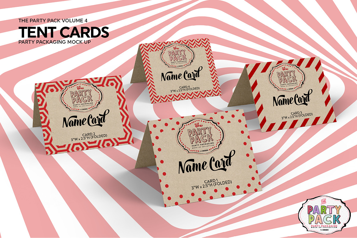 Buffet or Name Tent Cards Mockup, a Packaging Mockup by INCDesign (Photo 5 of 6)