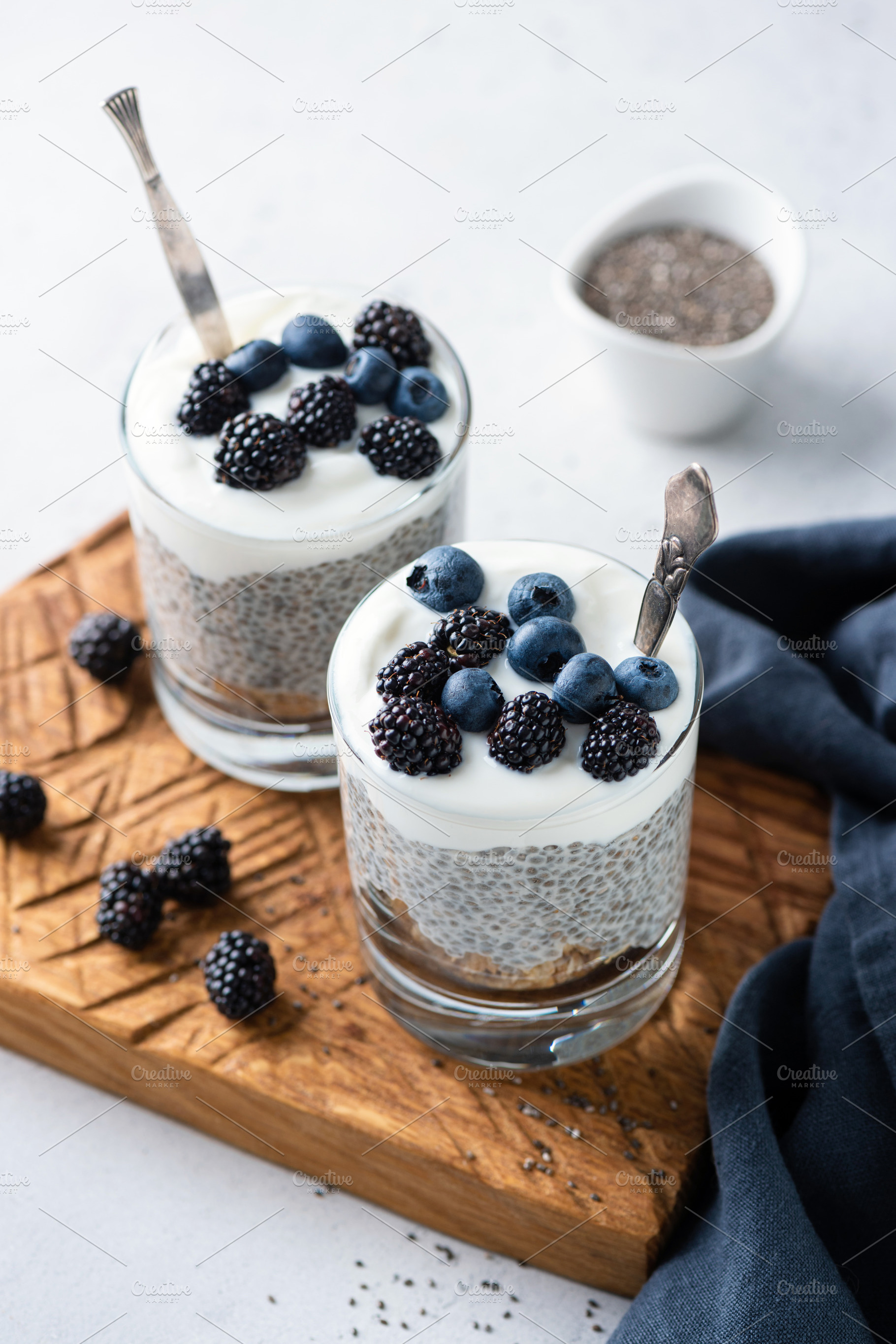 Vegan Yogurt Chia Pudding With Berri, a Food & Drink Photo by The baking man