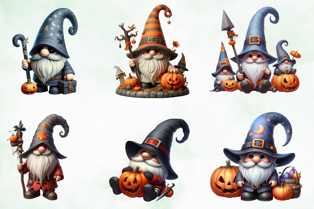 Halloween Cute  Gnome Clipart, an Illustration by Creative Art (Photo 3 of 4)