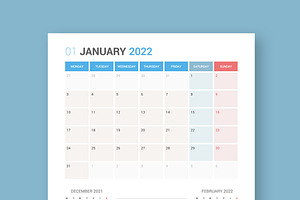 Calendar 2022 Planner Design[Monday]