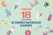 Forever 18 Summer Watercolor Bundle, an Illustration by Manuka (Thumbnail 1 of 10)