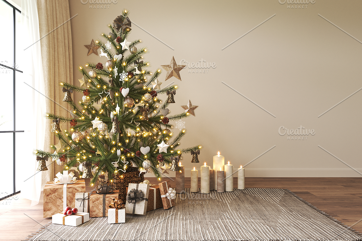 Light living room Christmas interior, a Decorative Illustration by KartInnka (Photo 1 of 2)