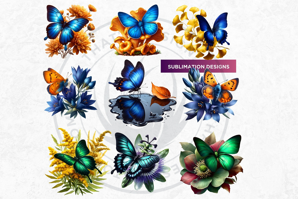 Autumn Butterfly and Flower Cliparts, an Animal Illustration by ThatsDesignArt (Photo 7 of 10)