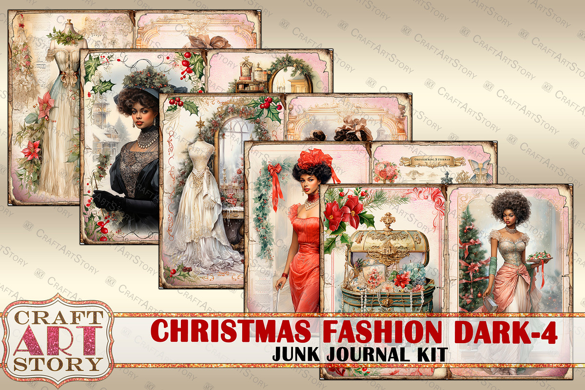 Vintage Christmas Fashion dark-4, a Person Illustration by CraftArtStory (Photo 5 of 7)