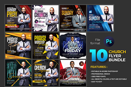 Church Flyer Bundle, a Flyer Template by AfzaalGraphics