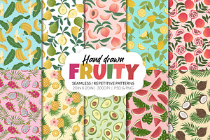 Hand drawn fruit Seamless pattern