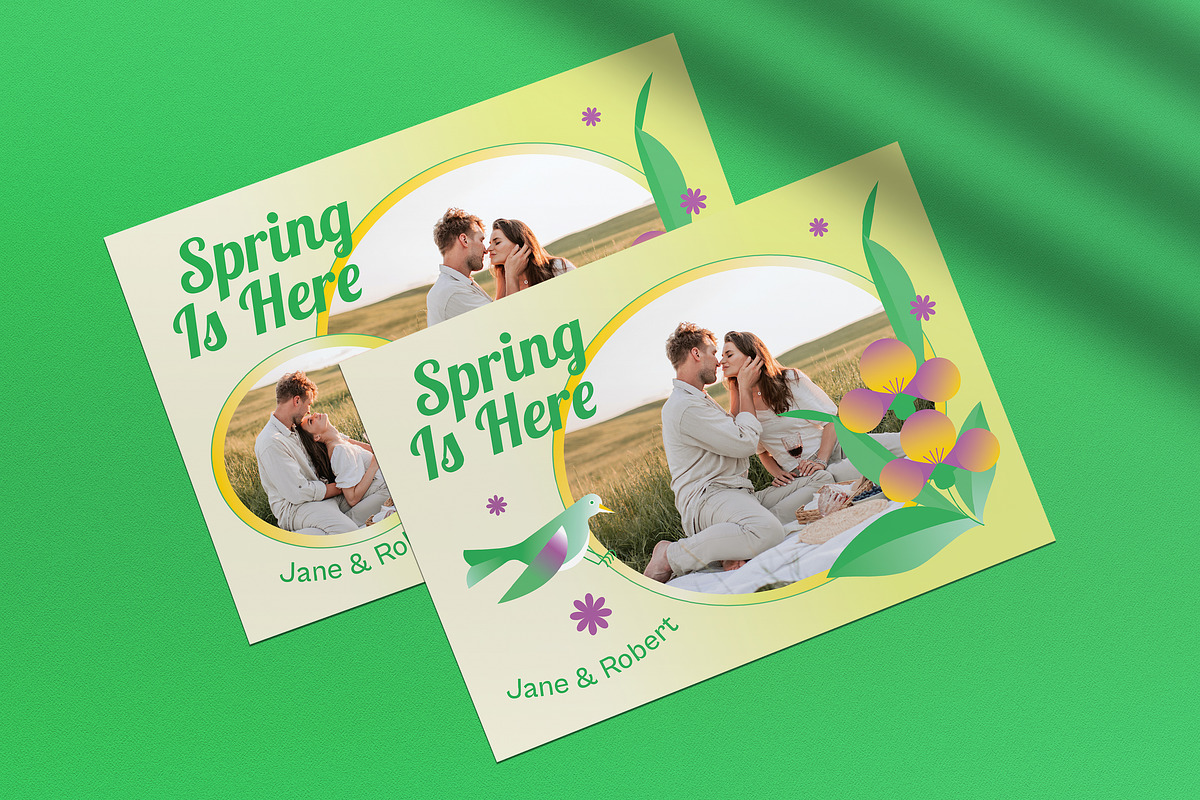 Green Y2K Spring Greeting Card, a Card Template by graphicook (Photo 3 of 4)