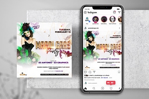 White Mardi Gras Instagram Flyer