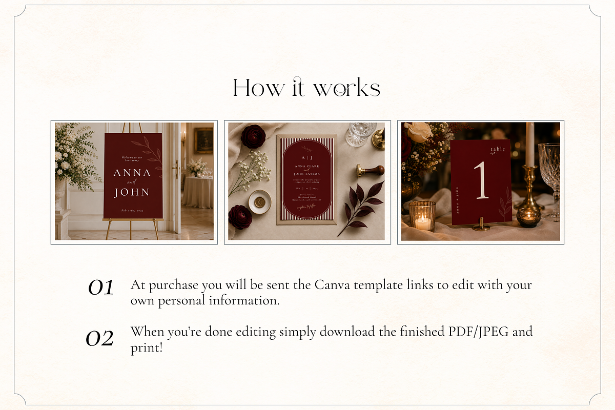 Luxury Burgundy Wedding Canva Bundle, a Stationery Template by Matisse Studio (Photo 9 of 9)