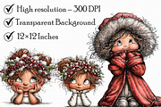 Whimsical Christmas girl Clipart, an Illustration by Libby Wishes (Thumbnail 5 of 7)