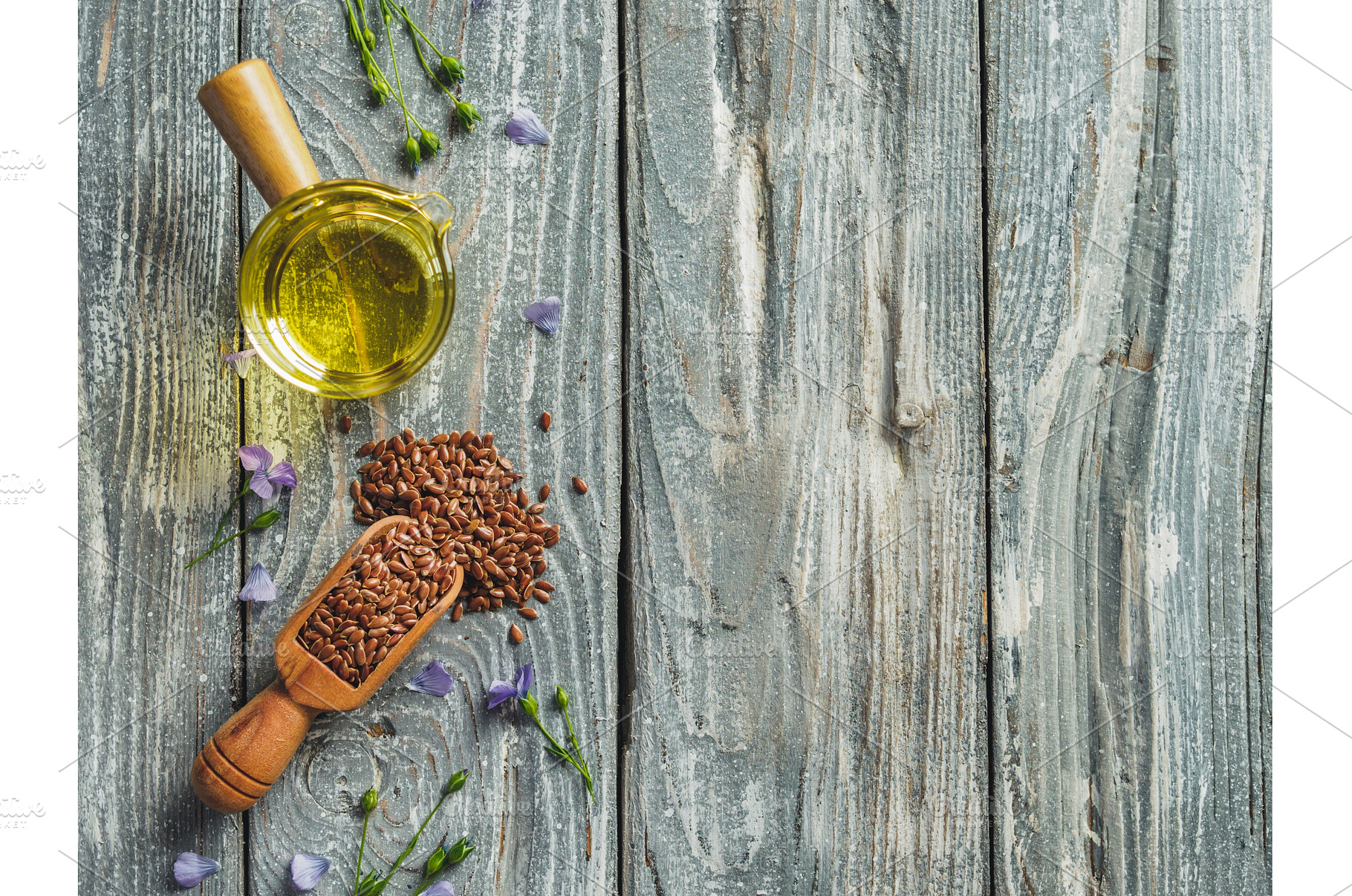 Flax seeds and flaxseed oil, copy, a Food & Drink Photo by Fascinadora
