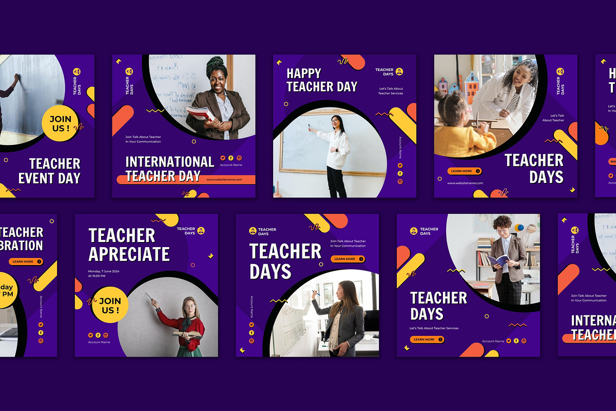 Teacher Day Instagram Post, a Social Media Template by CavenArt (Photo 5 of 5)