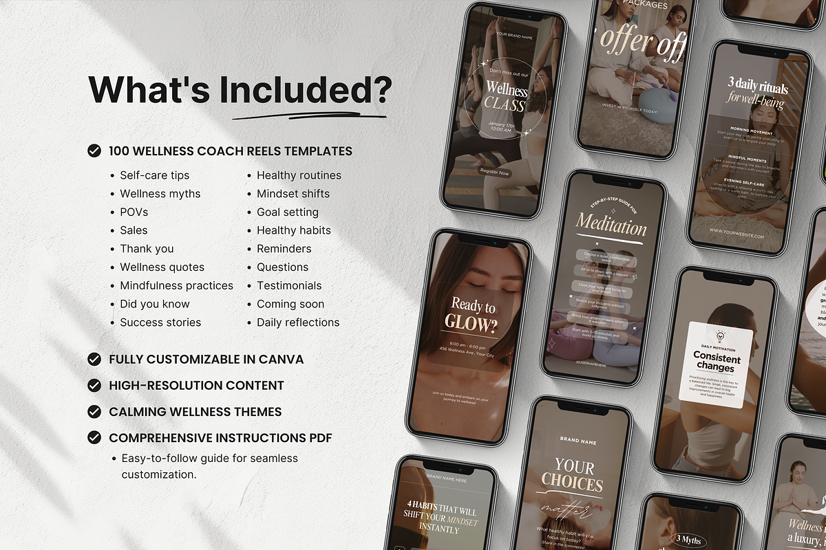 Wellness Instagram Reels Templates, a Social Media Template by DigiPax (Photo 2 of 11)