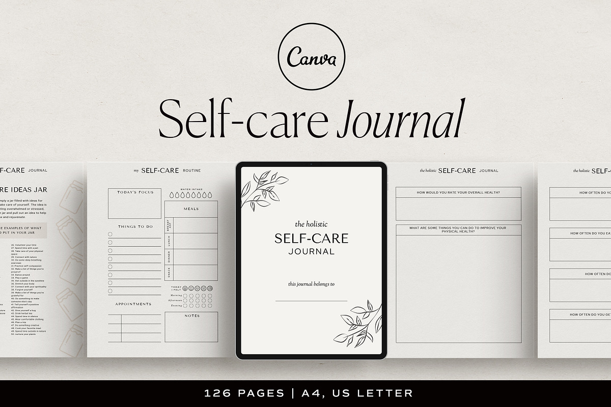 Self-care Journal Canva Template, a Presentation Template by HelloKarla (Photo 1 of 6)