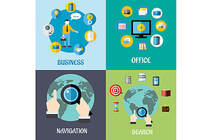 Navigation, search and business flat, a Solid Icon by Vector Tradition