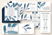 Blue Watercolor Leaves Wedding Suite, an Invitation Template by Knotted Design (Thumbnail 1 of 4)