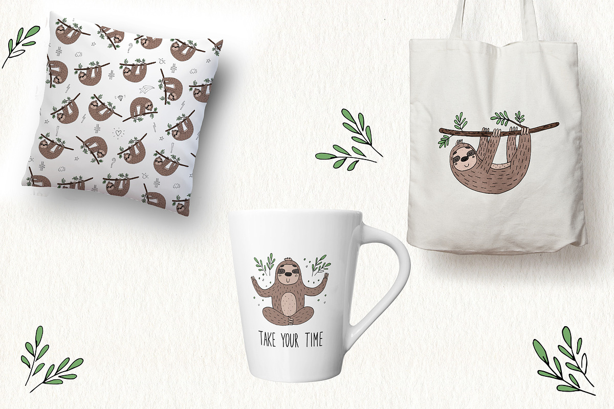 Cute Sloth! Hand drawn., a Background Graphic by Irene_Boiko_ART (Photo 6 of 8)