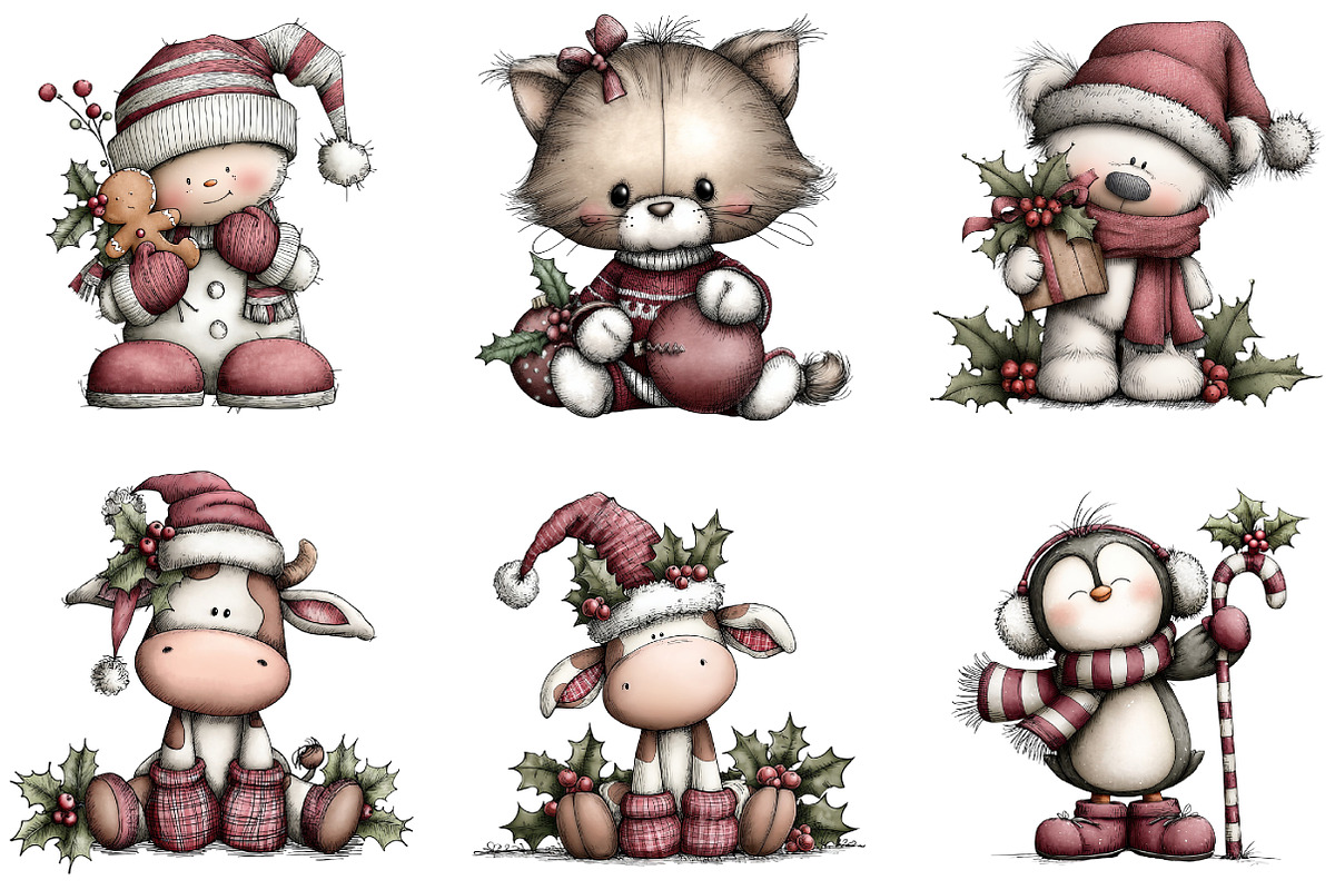 Whimsical Christmas Clipart, an Illustration by DreamArtGraphic (Photo 2 of 5)