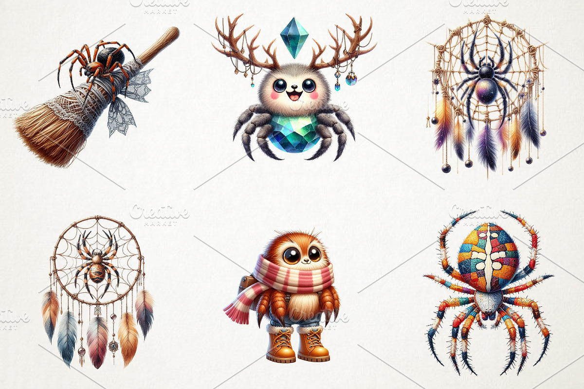 Boho Halloween Spider Clipart, an Illustration by RobertsArt (Photo 3 of 7)