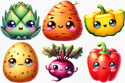 Watercolor Kawaii Vegetables Clipart, an Illustration by Canvas Craft (Thumbnail 2 of 7)