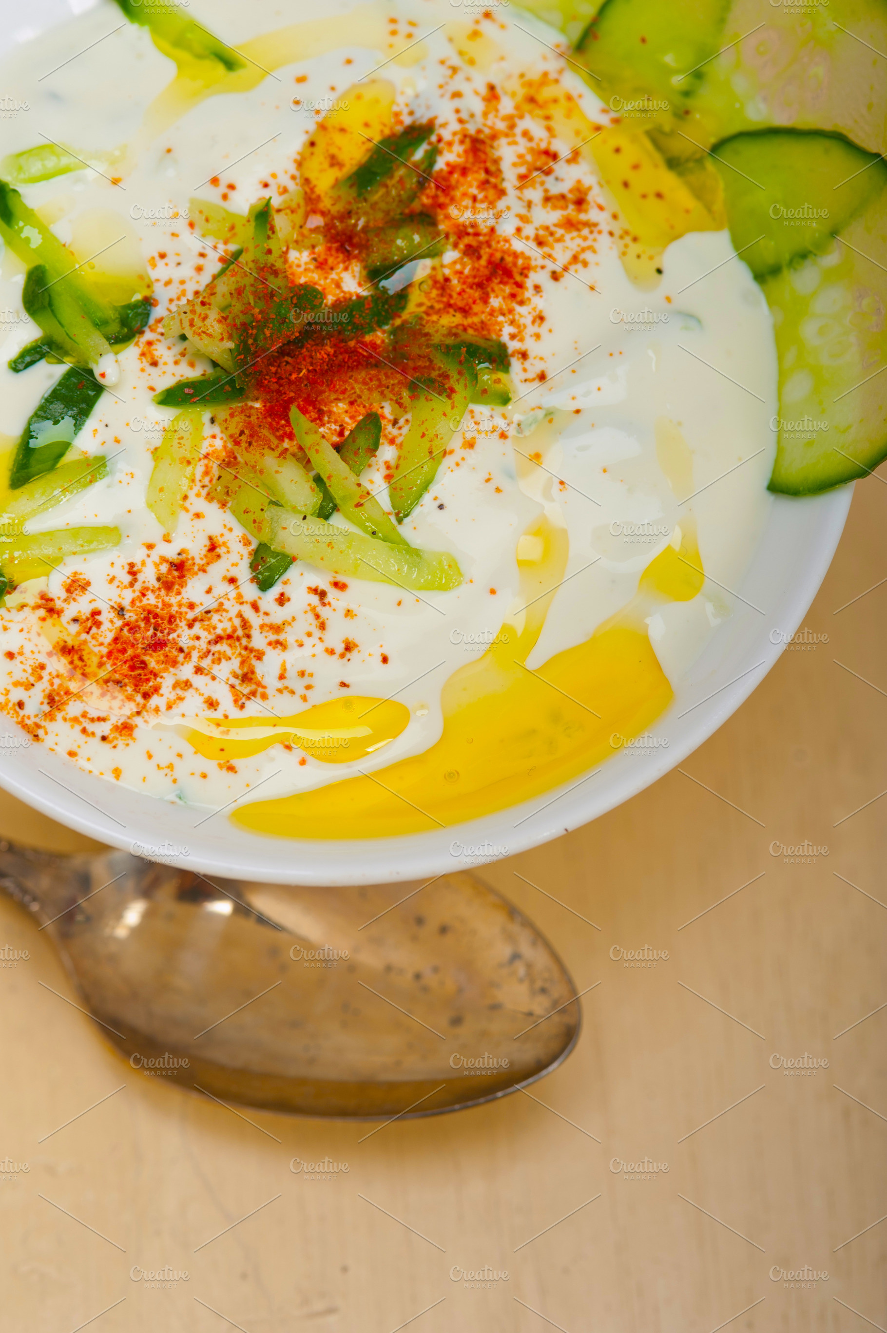 Arab middle east goat yogurt and cucumber salad, a Food & Drink Photo by keko64