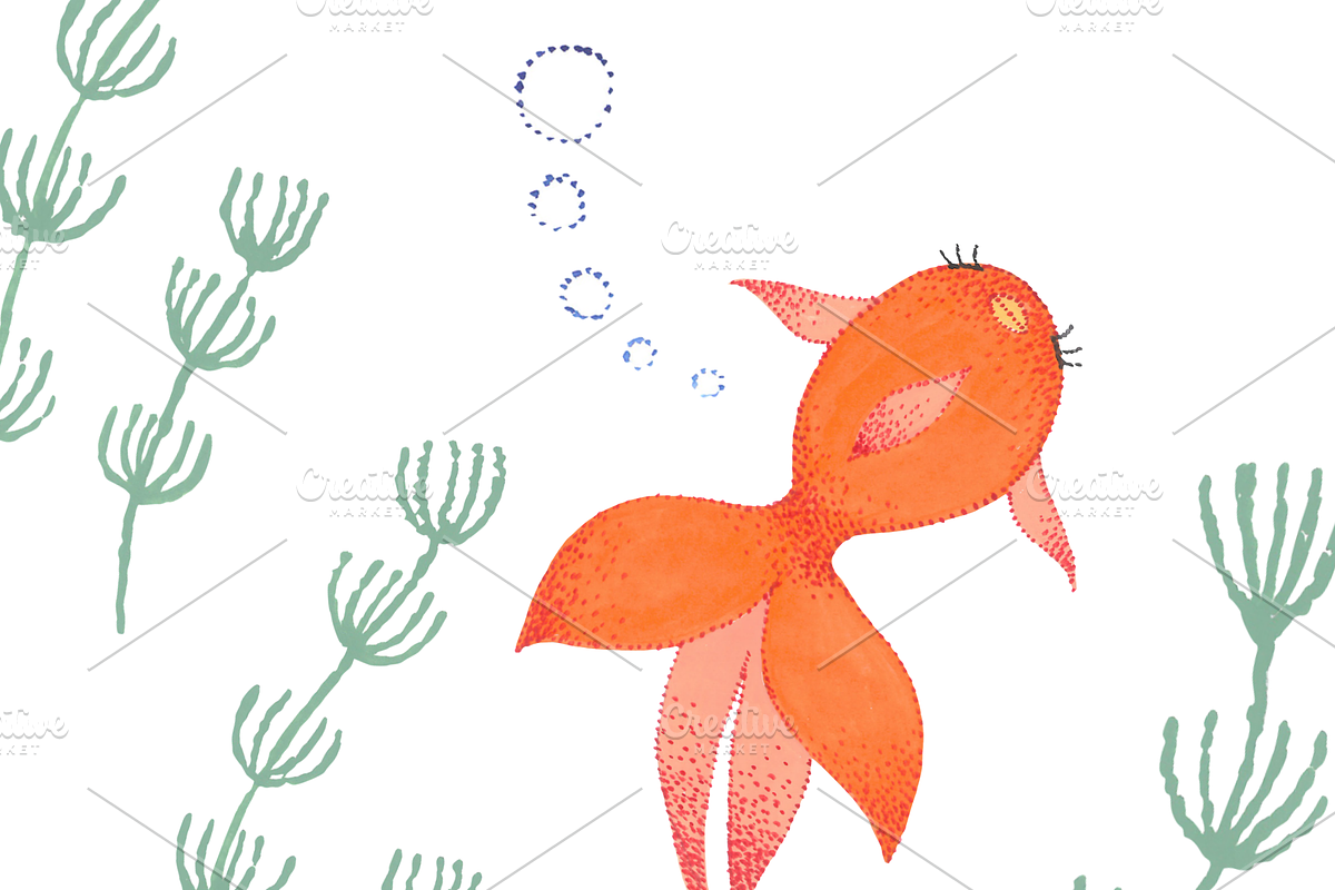 Cute watercolor goldfish clip art, an Illustration by Eomoiart (Photo 4 of 4)