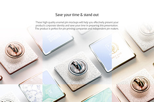 Square Enamel Pin Mockups Set