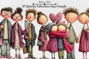 Quirky Valentine Day Couple Clipart, a Seasonal Illustration by Rose Art (Thumbnail 1 of 7)