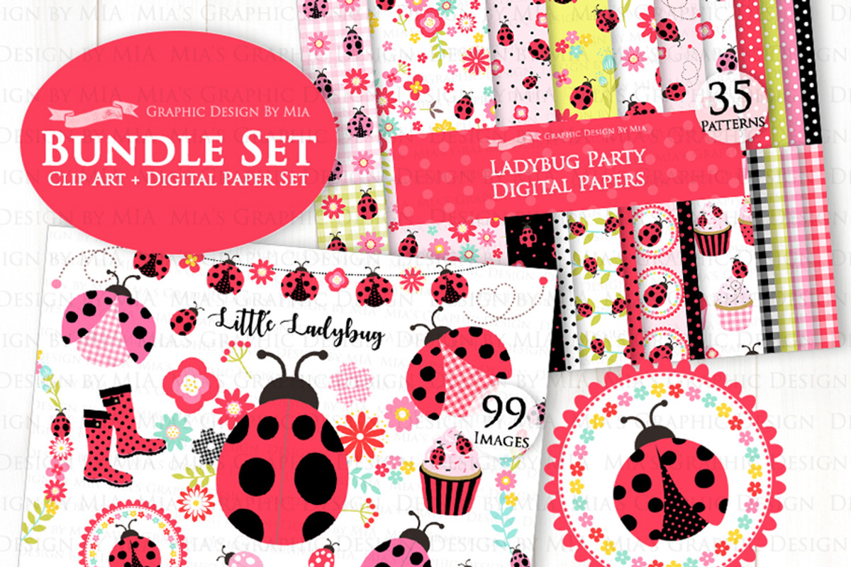 Ladybug Party Red,Pink, an Illustration by Mia's Graphic Design (Photo 2 of 9)