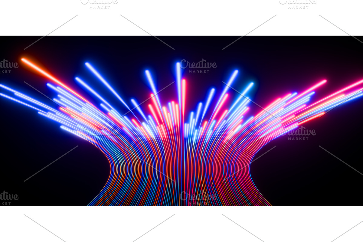 Neon glowing red blue speed lines 3D, a Background Graphic by Marozhkastudio