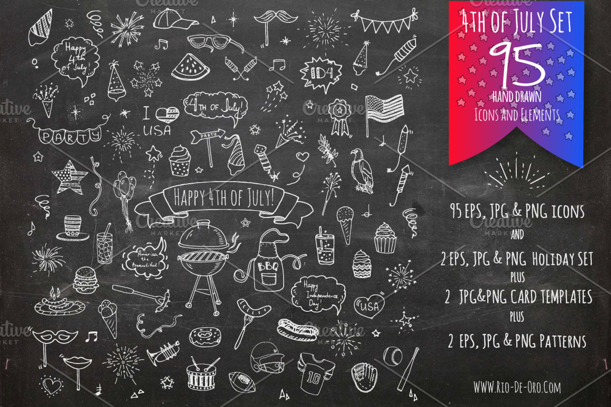 4th of July hand drawn 95 icons!, an Outline Icon by Natasha-Pankina.com (Photo 3 of 6)