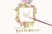 Pink Hellebore-Floral Clipart, an Illustration by watercolorwild.graphics (Thumbnail 6 of 6)