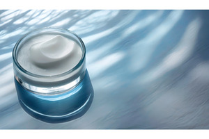 A jar of luxurious white cream, a Beauty & Fashion Photo by Igor Tichonow