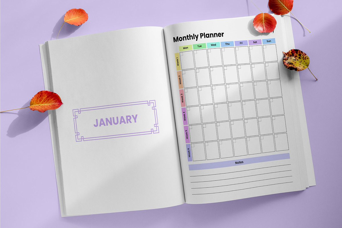 Rainbow Undated Planner (Full Year), a Stationery Template by Mustafiz (Photo 5 of 10)