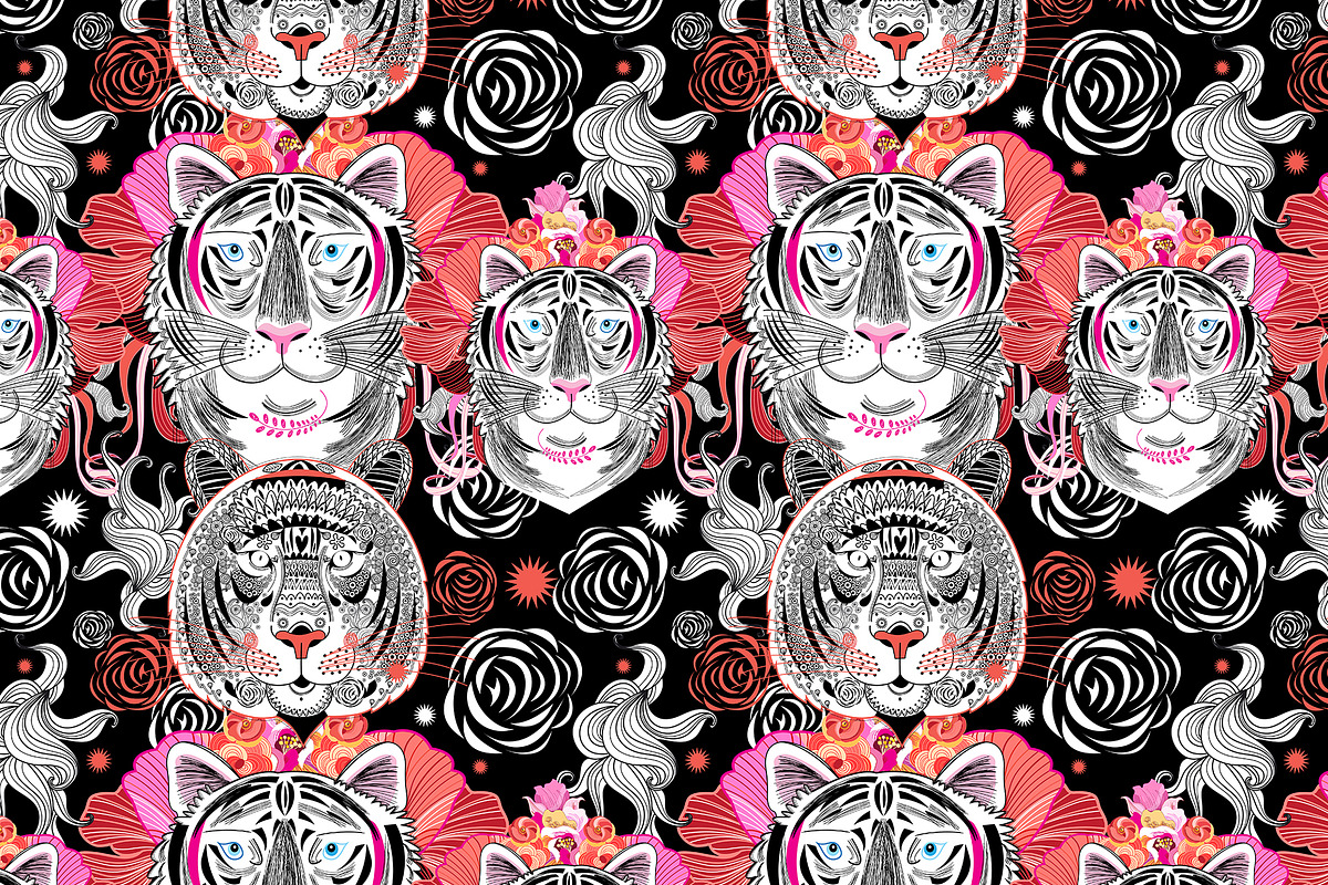 Patterns and portraits of tigers, a Pattern Graphic by Tanor (Photo 6 of 7)