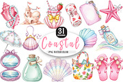 Coquette Coastal Clipart Bundle, an Illustration by Watercolor design (Thumbnail 1 of 4)