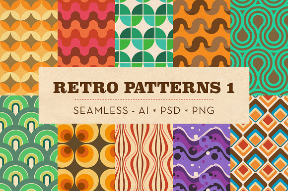 10 Seamless Retro Patterns preview 3