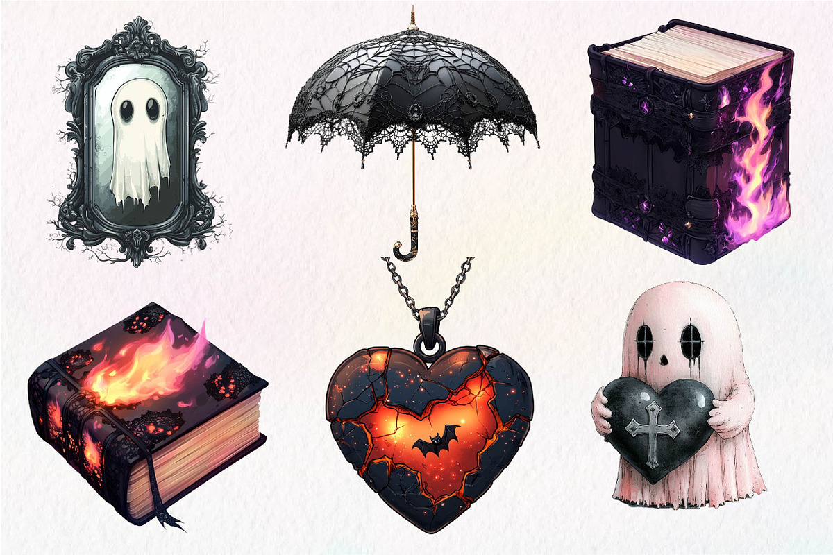 Pastel Gothic Halloween Clipart, an Illustration by Dream Creation (Photo 4 of 6)