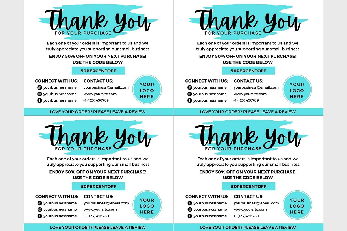 Thank you order card blue Canva 01, a Card Template by bonadigitals (Photo 3 of 3)