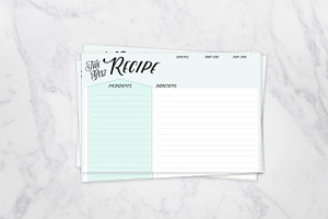 4x6 Retro Fill in Recipe Cards