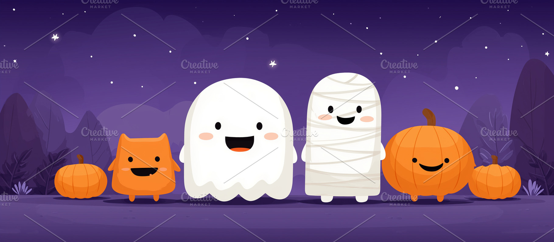 Cute ghost, mummy, pumpkins and, a Holiday Photo by MistyDay