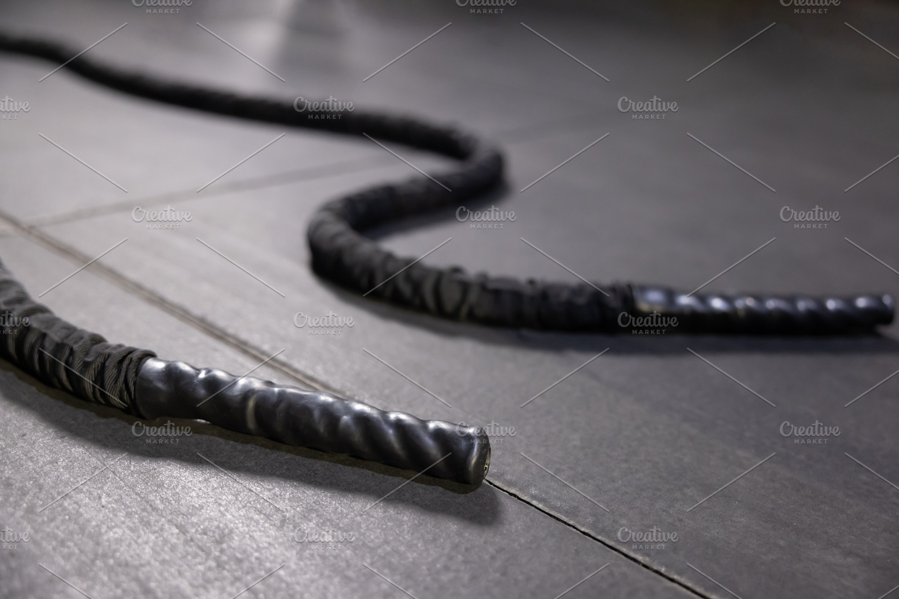 Battle Rope on Gym Floor, a Sports & Recreation Photo by charnsitr