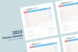 Calendar 2023 Planner Design Sunday