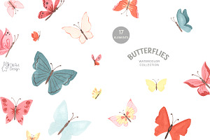 BUTTERFLIES Clipart. Watercolor