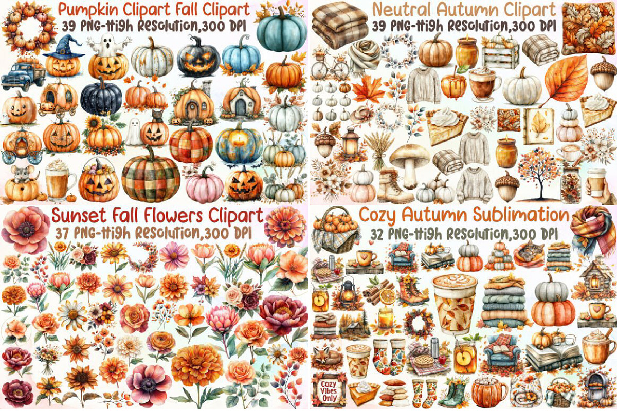 Autumn Clipart Huge Bundle, an Illustration by Sublimation Artist (Photo 2 of 12)