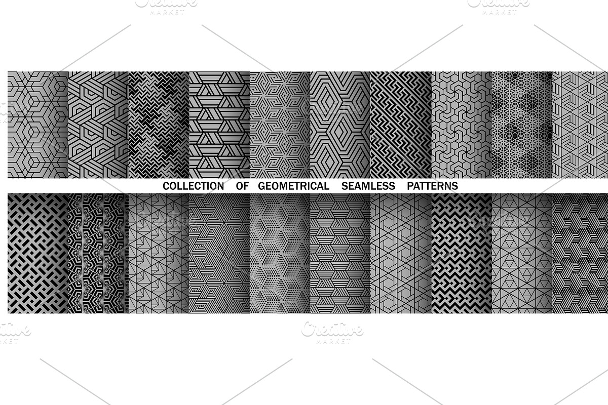 Geometric set of seamless black, a Pattern Graphic by RODINA (Photo 1 of 3)